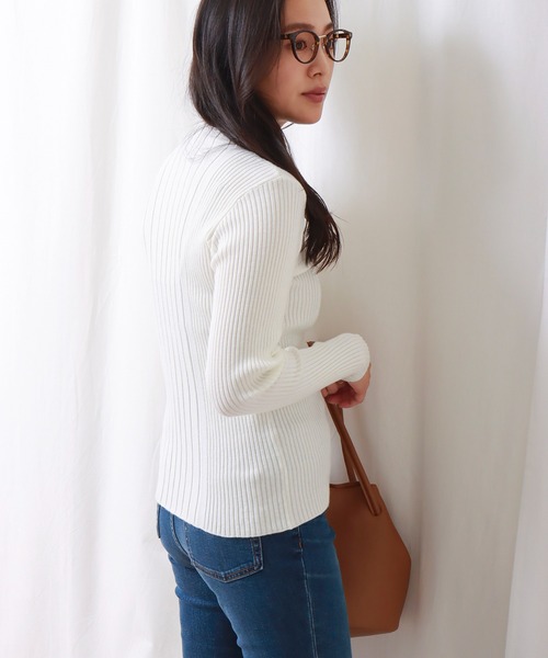 libelle more(リベル モア)の「ランダムリブスフレニット(ニット/セーター・レディース・ブラック/オフホワイト/ピンク/マスタード/モカ・M/L)」の16枚目の写真