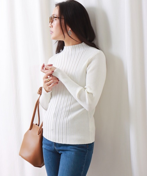 libelle more(リベル モア)の「ランダムリブスフレニット(ニット/セーター・レディース・ブラック/オフホワイト/ピンク/マスタード/モカ・M/L)」の15枚目の写真