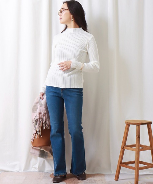 libelle more(リベル モア)の「ランダムリブスフレニット(ニット/セーター・レディース・ブラック/オフホワイト/ピンク/マスタード/モカ・M/L)」の11枚目の写真