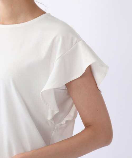 DRESKIP(ドレスキップ)の「◆【接触冷感】お袖ラッフルプルオーバー(Tシャツ/カットソー・レディース・ネイビー/オフホワイト/オレンジ/サンドベージュ・02/03)」の10枚目の写真