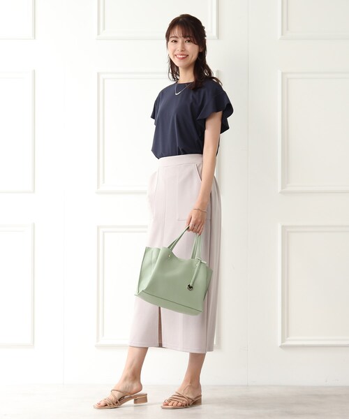 DRESKIP(ドレスキップ)の「◆【接触冷感】お袖ラッフルプルオーバー(Tシャツ/カットソー・レディース・ネイビー/オフホワイト/オレンジ/サンドベージュ・02/03)」の16枚目の写真