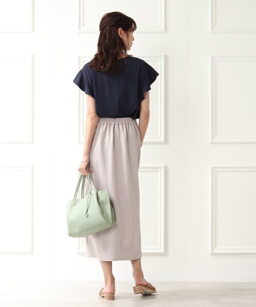DRESKIP(ドレスキップ)の「◆【接触冷感】お袖ラッフルプルオーバー(Tシャツ/カットソー・レディース・ネイビー/オフホワイト/オレンジ/サンドベージュ・02/03)」の18枚目の写真