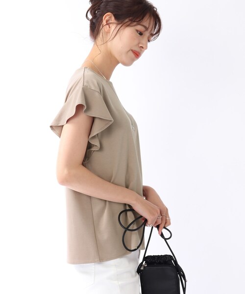 DRESKIP(ドレスキップ)の「◆【接触冷感】お袖ラッフルプルオーバー(Tシャツ/カットソー・レディース・ネイビー/オフホワイト/オレンジ/サンドベージュ・02/03)」の21枚目の写真