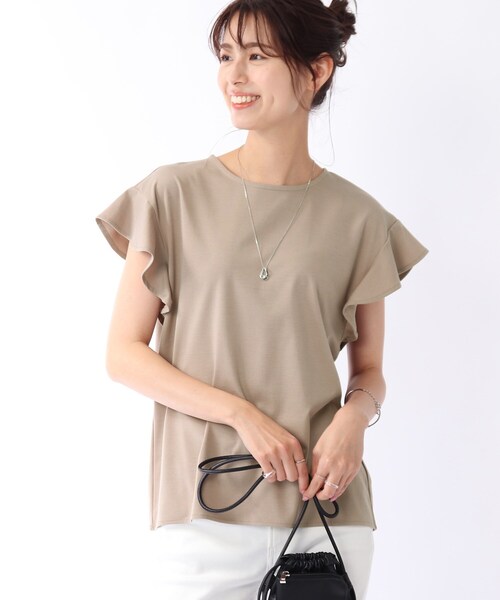 DRESKIP(ドレスキップ)の「◆【接触冷感】お袖ラッフルプルオーバー(Tシャツ/カットソー・レディース・ネイビー/オフホワイト/オレンジ/サンドベージュ・02/03)」の22枚目の写真