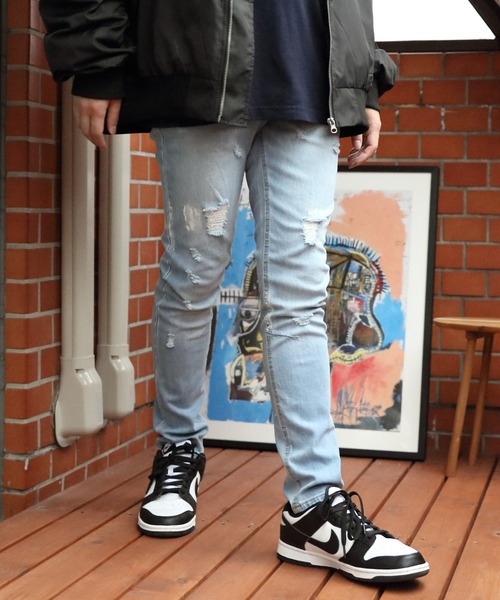 ８(eight)（エイト）の「ダメージスキニーデニム（デニムパンツ・メンズ・ブラック/サックスブルー/ブルー・MEDIUM/X-LARGE/LARGE）」の19枚目の写真