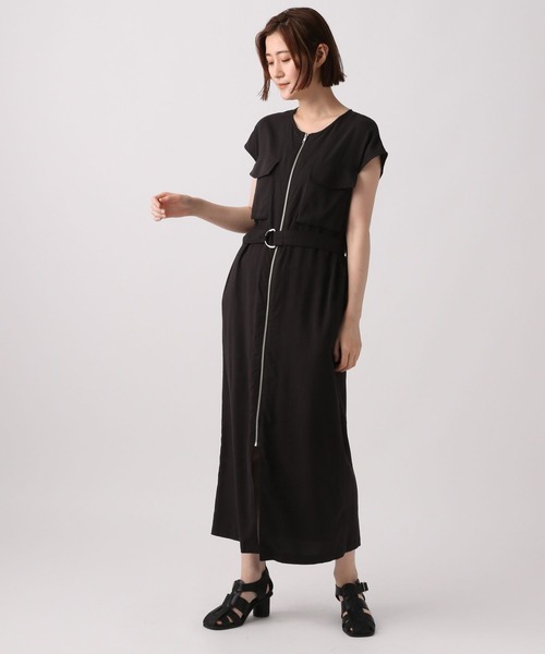 A part by（アパートバイ）の「ミリタリーZIPワンピース　352983（ワンピース・レディース・ブラック/カーキ・FREE）」の3枚目の写真