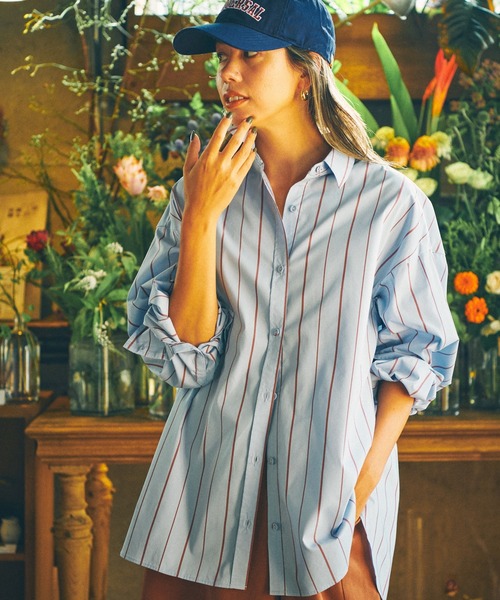 BAYFLOW（ベイフロー）の「ストライプシャツ（シャツ/ブラウス・レディース・ホワイト/ブルー/グリーン・FREE）」の3枚目の写真