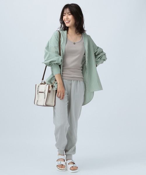 BAYFLOW（ベイフロー）の「ストライプシャツ（シャツ/ブラウス・レディース・ホワイト/ブルー/グリーン・FREE）」の9枚目の写真