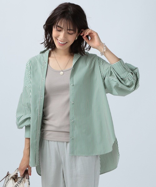 BAYFLOW（ベイフロー）の「ストライプシャツ（シャツ/ブラウス・レディース・ホワイト/ブルー/グリーン・FREE）」の10枚目の写真