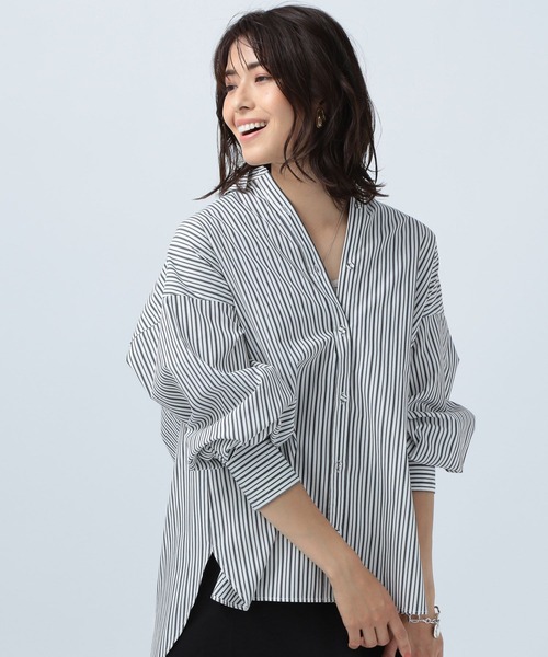 BAYFLOW（ベイフロー）の「ストライプシャツ（シャツ/ブラウス・レディース・ホワイト/ブルー/グリーン・FREE）」の15枚目の写真