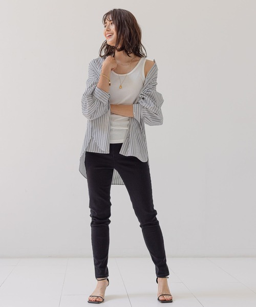 BAYFLOW（ベイフロー）の「ストライプシャツ（シャツ/ブラウス・レディース・ホワイト/ブルー/グリーン・FREE）」の6枚目の写真