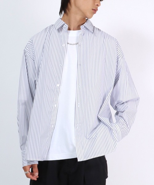 セール】ストライプシャツ メンズ レディース/長袖レギュラーカラー セール】ストライプシャツ メンズ レディース/長袖レギュラーカラー