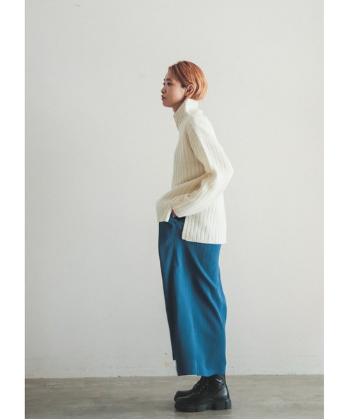 FIL DE FER（フィルデフェール）の「変形ドビーストライプ　フレアロングスカート（スカート・レディース・ブルー/グリーン・FREE）」の6枚目の写真