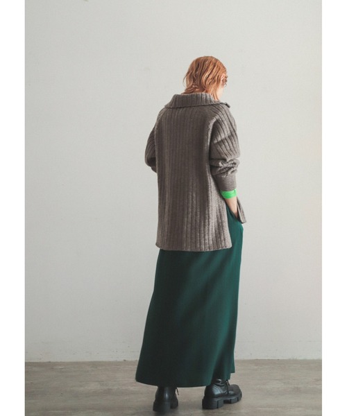 FIL DE FER（フィルデフェール）の「変形ドビーストライプ　フレアロングスカート（スカート・レディース・ブルー/グリーン・FREE）」の12枚目の写真
