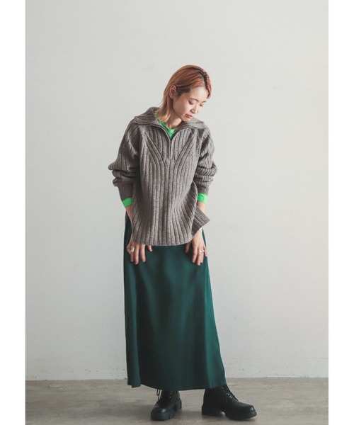 FIL DE FER（フィルデフェール）の「変形ドビーストライプ　フレアロングスカート（スカート・レディース・ブルー/グリーン・FREE）」の14枚目の写真