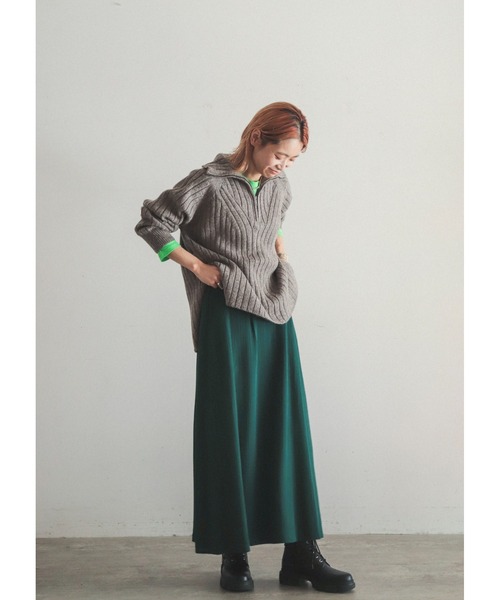 FIL DE FER（フィルデフェール）の「変形ドビーストライプ　フレアロングスカート（スカート・レディース・ブルー/グリーン・FREE）」の13枚目の写真