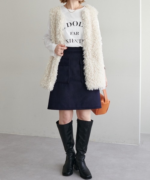 DISCOAT(ディスコート)の「台形ミニスカート(スカート・レディース・オレンジ/ネイビー・FREE)」の3枚目の写真