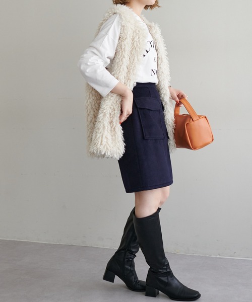 DISCOAT(ディスコート)の「台形ミニスカート(スカート・レディース・オレンジ/ネイビー・FREE)」の5枚目の写真