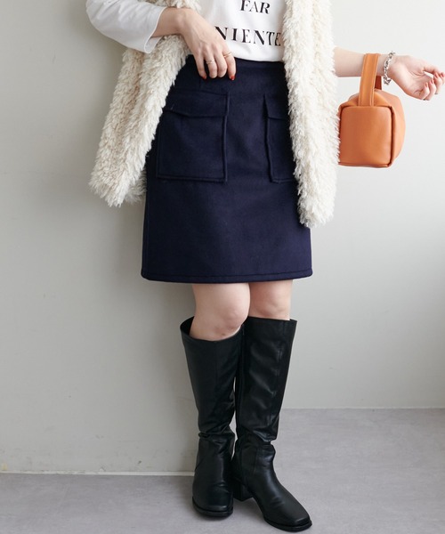 DISCOAT(ディスコート)の「台形ミニスカート(スカート・レディース・オレンジ/ネイビー・FREE)」の7枚目の写真