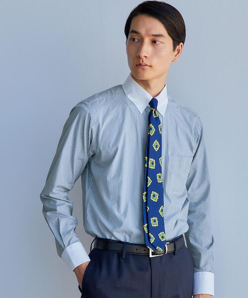 green label relaxing（グリーンレーベルリラクシング）の「＜CANCLINI＞スタンダード タブカラー ドレスシャツ（ビジネスシャツ・メンズ・ホワイト/ライラック/コバルトブルー/ライトブルー・39cm/37cm/38cm/40cm/41cm/42cm/43cm）」の4枚目の写真