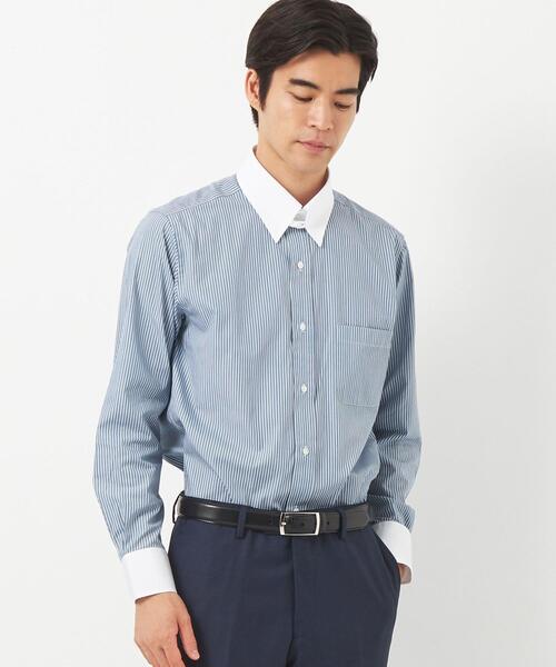 green label relaxing（グリーンレーベルリラクシング）の「＜CANCLINI＞スタンダード タブカラー ドレスシャツ（ビジネスシャツ・メンズ・ホワイト/ライラック/コバルトブルー/ライトブルー・39cm/37cm/38cm/40cm/41cm/42cm/43cm）」の11枚目の写真