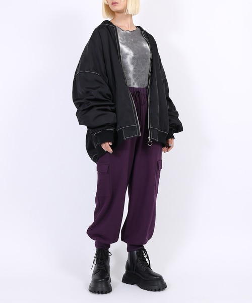 PUNYUS（プニュズ）の「カーゴスウェットパンツ（スウェットパンツ・レディース・ワイン/ダークグリーン/パープル・1/2/3/4）」の7枚目の写真