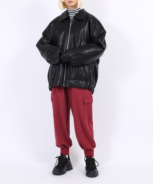 PUNYUS（プニュズ）の「カーゴスウェットパンツ（スウェットパンツ・レディース・ワイン/ダークグリーン/パープル・1/2/3/4）」の12枚目の写真