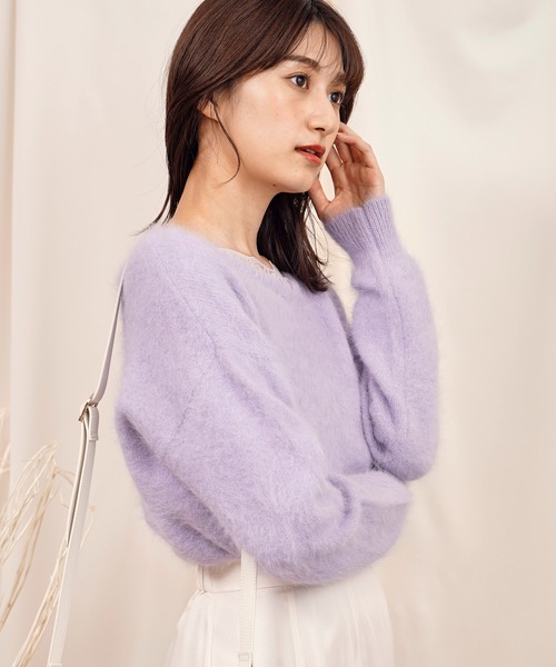 NOELA(ノエラ)の「アンゴラレース2WAYニット(ニット/セーター・レディース・ベージュ/ブラウン/オフホワイト/ボルドー/ラベンダー・フリー)」の11枚目の写真