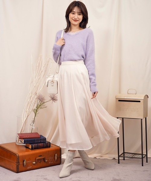 NOELA(ノエラ)の「アンゴラレース2WAYニット(ニット/セーター・レディース・ベージュ/ブラウン/オフホワイト/ボルドー/ラベンダー・フリー)」の12枚目の写真