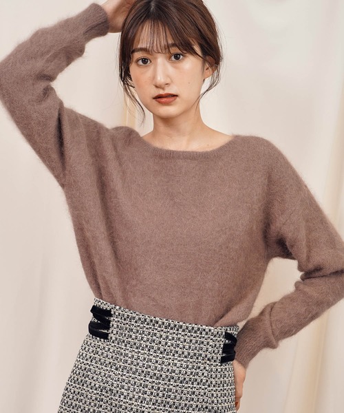 NOELA(ノエラ)の「アンゴラレース2WAYニット(ニット/セーター・レディース・ベージュ/ブラウン/オフホワイト/ボルドー/ラベンダー・フリー)」の18枚目の写真