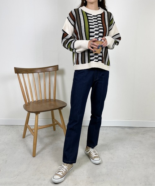 Meli rich(メリーリッチ)の「レトロ90's。3Dジャガードニット(ニット/セーター・レディース・アイボリー系/ブラウン系/グレー系・MEDIUM)」の20枚目の写真