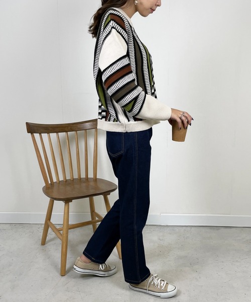 Meli rich(メリーリッチ)の「レトロ90's。3Dジャガードニット(ニット/セーター・レディース・アイボリー系/ブラウン系/グレー系・MEDIUM)」の12枚目の写真