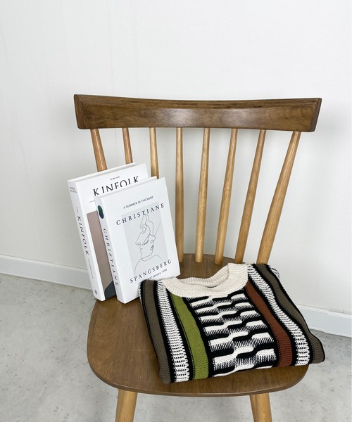 Meli rich(メリーリッチ)の「レトロ90's。3Dジャガードニット(ニット/セーター・レディース・アイボリー系/ブラウン系/グレー系・MEDIUM)」の16枚目の写真