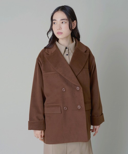 A de a.v.v(アードアー・ヴェ・ヴェ)の「ビッグシルエットフェイクウールコート(チェスターコート・レディース・ブラウン/ブラック・SMALL/MEDIUM)」の19枚目の写真