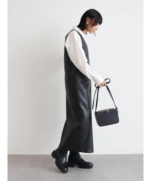 KBF(ケイビーエフ)の「KBF フェイクレザージャンスカ(ジャンパースカート・レディース・ベージュ/その他6/ブラック・FREE)」の20枚目の写真