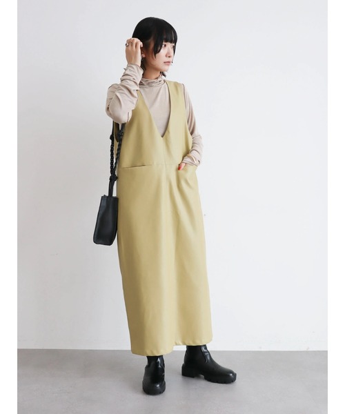 KBF(ケイビーエフ)の「KBF フェイクレザージャンスカ(ジャンパースカート・レディース・ベージュ/その他6/ブラック・FREE)」の9枚目の写真