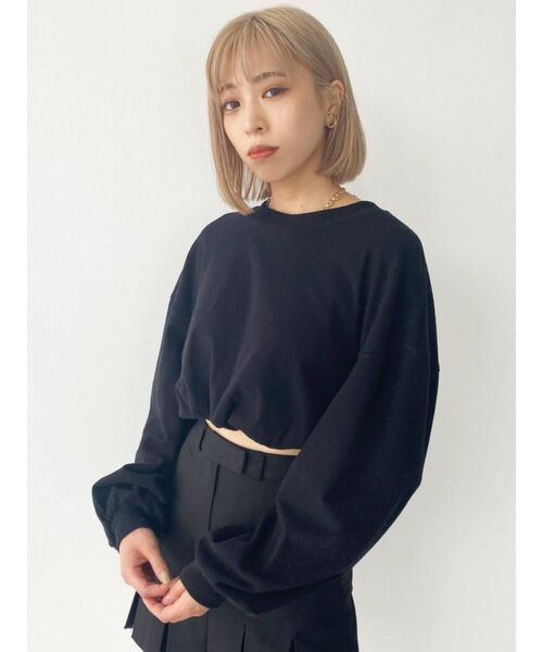 EMODA（エモダ）の「ウエストギャザーショートスウェット（スウェット・レディース・ブラック/ホワイト/レッド・FREE）」の17枚目の写真