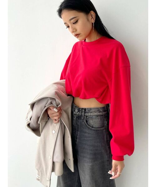 EMODA（エモダ）の「ウエストギャザーショートスウェット（スウェット・レディース・ブラック/ホワイト/レッド・FREE）」の13枚目の写真