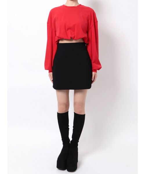 EMODA（エモダ）の「ウエストギャザーショートスウェット（スウェット・レディース・ブラック/ホワイト/レッド・FREE）」の7枚目の写真