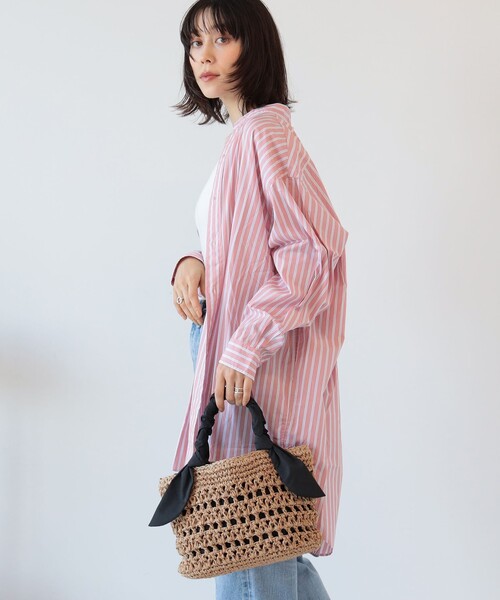 Ray BEAMS（レイビームス）の「Ray BEAMS / ペーパー 編み バッグ（かごバッグ・レディース・ブラック/オレンジ系その他6・ONE SIZE）」の8枚目の写真