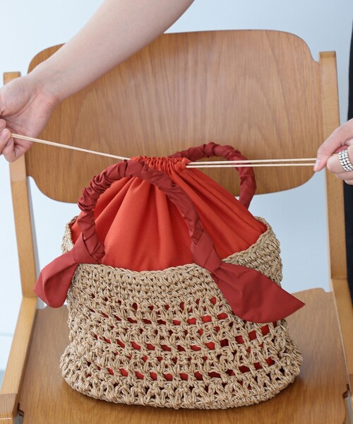 Ray BEAMS（レイビームス）の「Ray BEAMS / ペーパー 編み バッグ（かごバッグ・レディース・ブラック/オレンジ系その他6・ONE SIZE）」の12枚目の写真