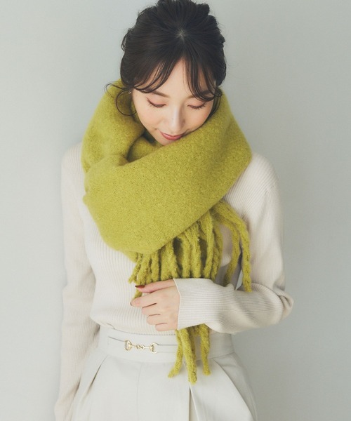 Andemiu（アンデミュウ）の「【WEB限定カラー/ライム】ウォッシャブルシャギーストール176922（ストール/ショール・レディース・アッシュグレー/ライム/オレンジ/アイボリー・FREE）」の3枚目の写真
