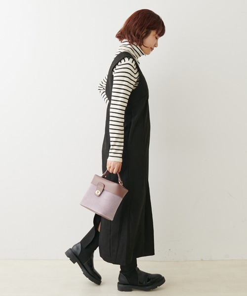 natural couture（ナチュラルクチュール）の「ピーチツイルジャンスカ（ジャンパースカート・レディース・モカ/ライトベージュ/ブラック・FREE）」の11枚目の写真
