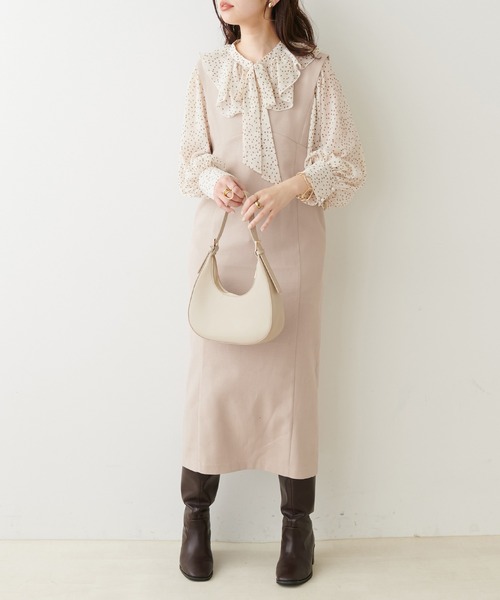 natural couture（ナチュラルクチュール）の「ピーチツイルジャンスカ（ジャンパースカート・レディース・モカ/ライトベージュ/ブラック・FREE）」の19枚目の写真