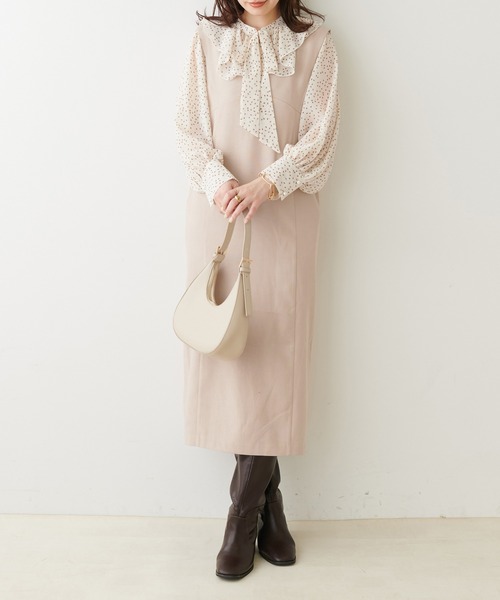natural couture（ナチュラルクチュール）の「ピーチツイルジャンスカ（ジャンパースカート・レディース・モカ/ライトベージュ/ブラック・FREE）」の20枚目の写真