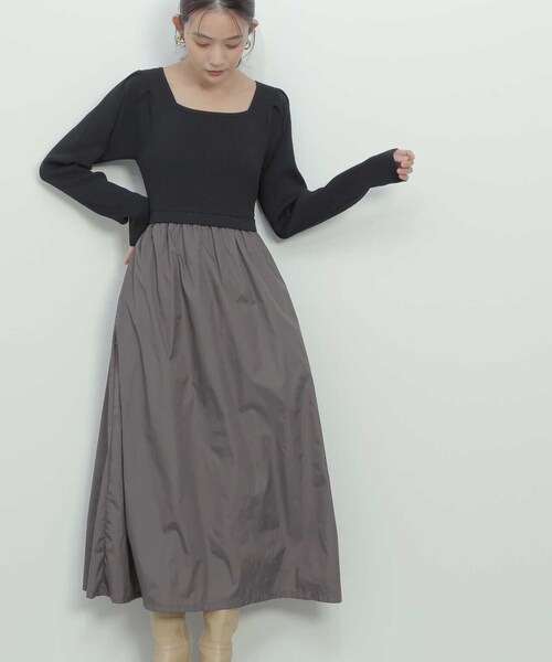 N.(N. Natural Beauty Basic)(エヌエヌナチュラルビューティーベーシック)の「◆ニットビスチェドッキングワンピース(ワンピース・レディース・ブルー/ブラック×グレー・MEDIUM)」の10枚目の写真