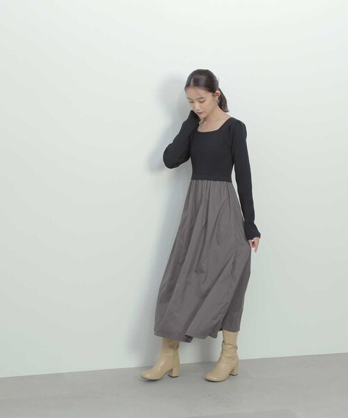 N.(N. Natural Beauty Basic)(エヌエヌナチュラルビューティーベーシック)の「◆ニットビスチェドッキングワンピース(ワンピース・レディース・ブルー/ブラック×グレー・MEDIUM)」の11枚目の写真