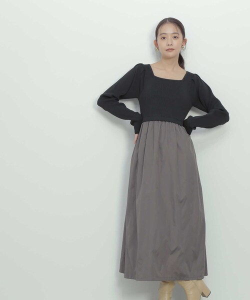 N.(N. Natural Beauty Basic)(エヌエヌナチュラルビューティーベーシック)の「◆ニットビスチェドッキングワンピース(ワンピース・レディース・ブルー/ブラック×グレー・MEDIUM)」の13枚目の写真