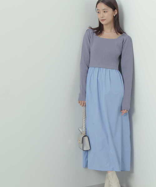 N.(N. Natural Beauty Basic)(エヌエヌナチュラルビューティーベーシック)の「◆ニットビスチェドッキングワンピース(ワンピース・レディース・ブルー/ブラック×グレー・MEDIUM)」の18枚目の写真