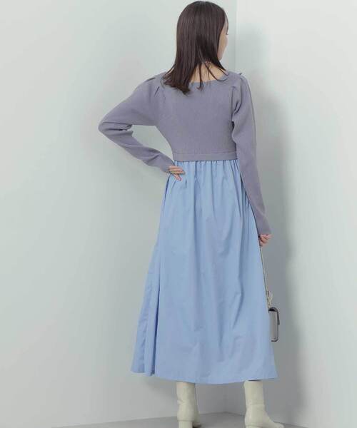 N.(N. Natural Beauty Basic)(エヌエヌナチュラルビューティーベーシック)の「◆ニットビスチェドッキングワンピース(ワンピース・レディース・ブルー/ブラック×グレー・MEDIUM)」の20枚目の写真